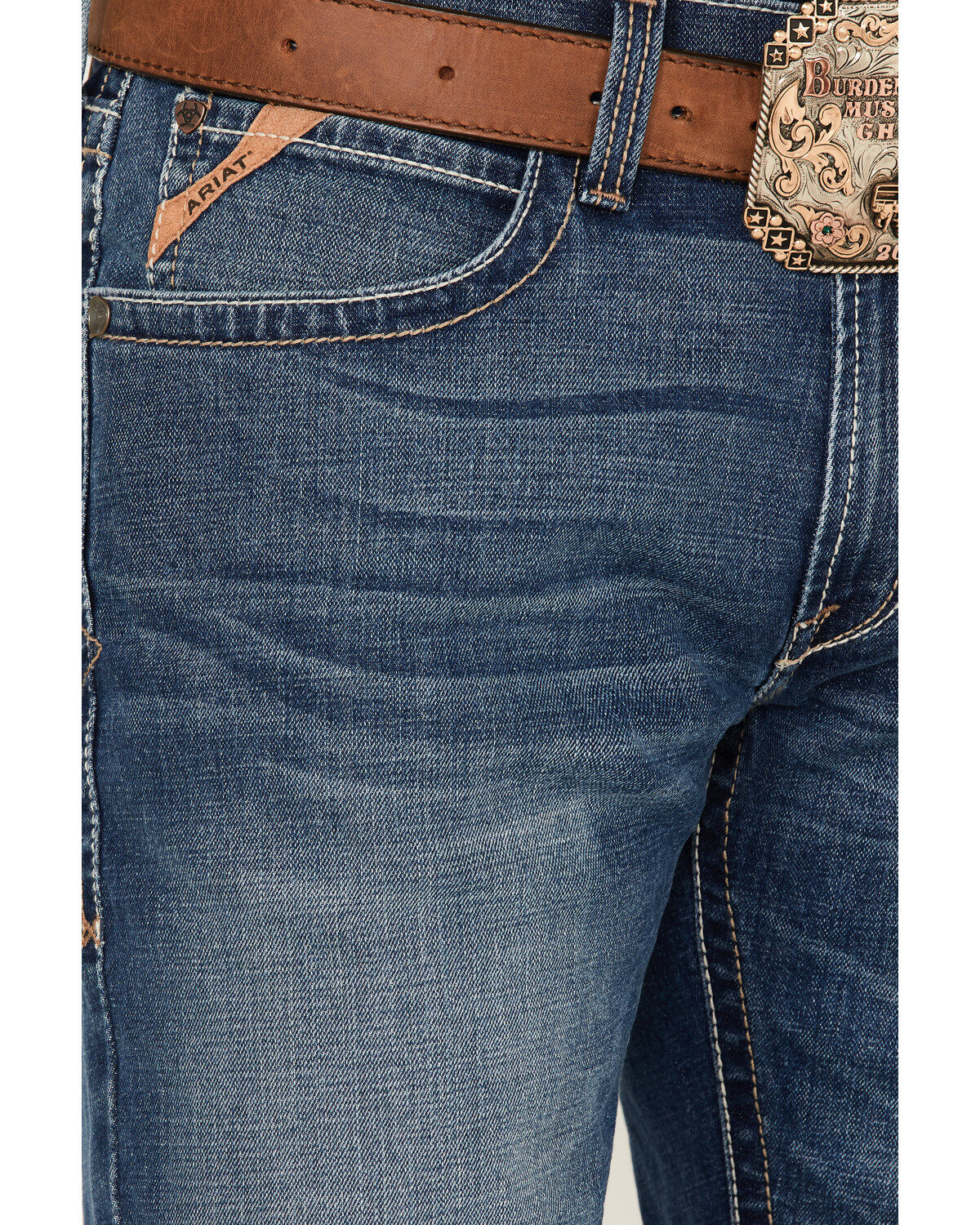 Image #2 - Ariat Men's M4 Marshall Walden Medium Wash Stretch Realxed Straight Jeans, Blue, hi-res
