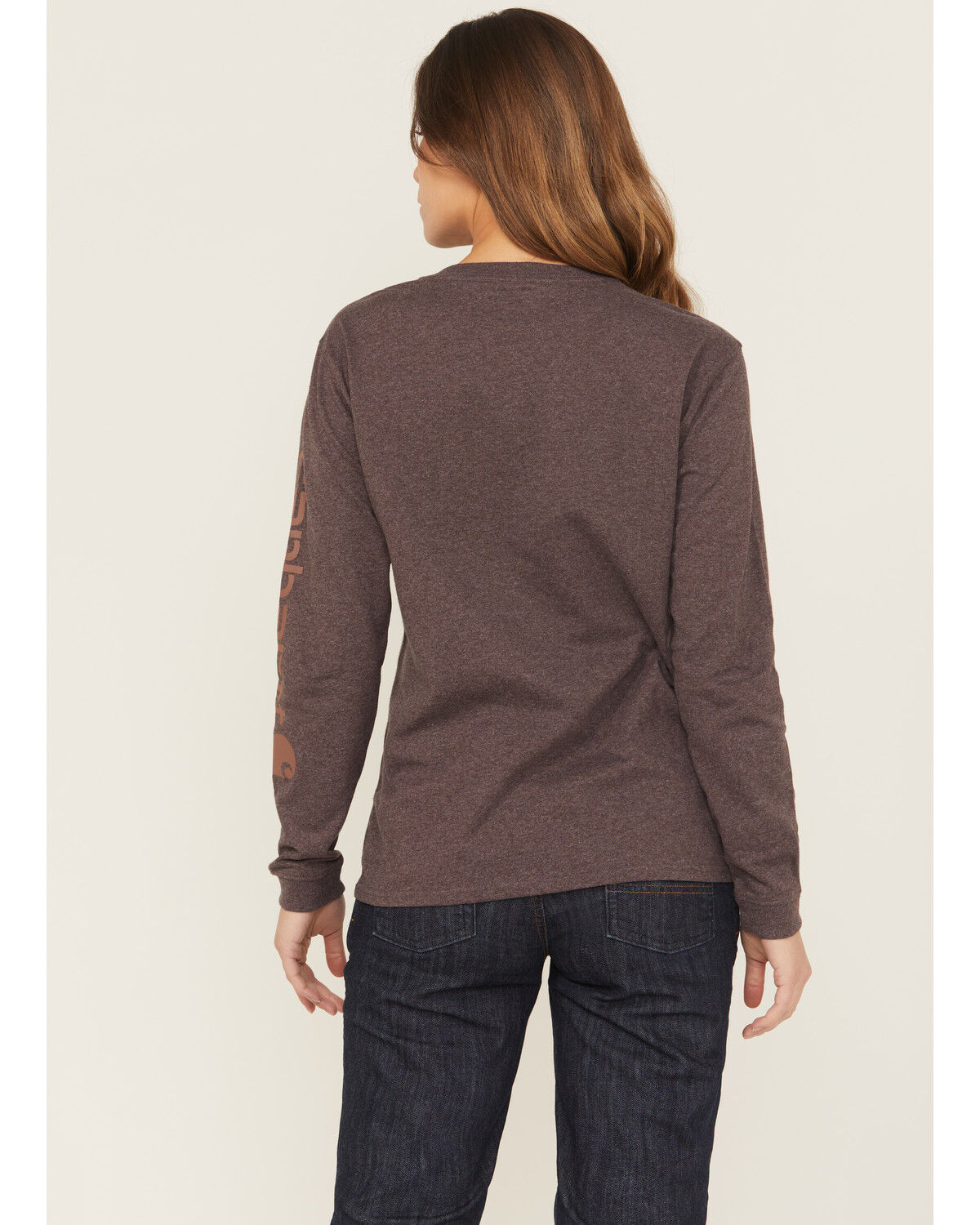 Image #4 - Carhartt Women's Loose Fit Heavyweight Long Sleeve Logo Graphic Work Tee, Purple, hi-res