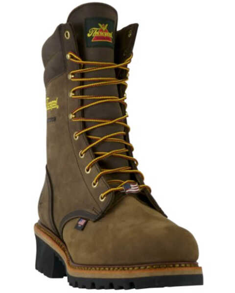 Thorogood Men's Studhorse 9" Lace-Up Waterproof Logger Work Boots - Composite Toe, Brown, hi-res