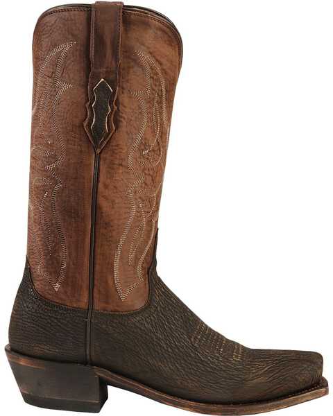 Image #2 - Lucchese Men's Handmade 1883 Carl Sanded Shark Western Boots - Square Toe, Chocolate, hi-res