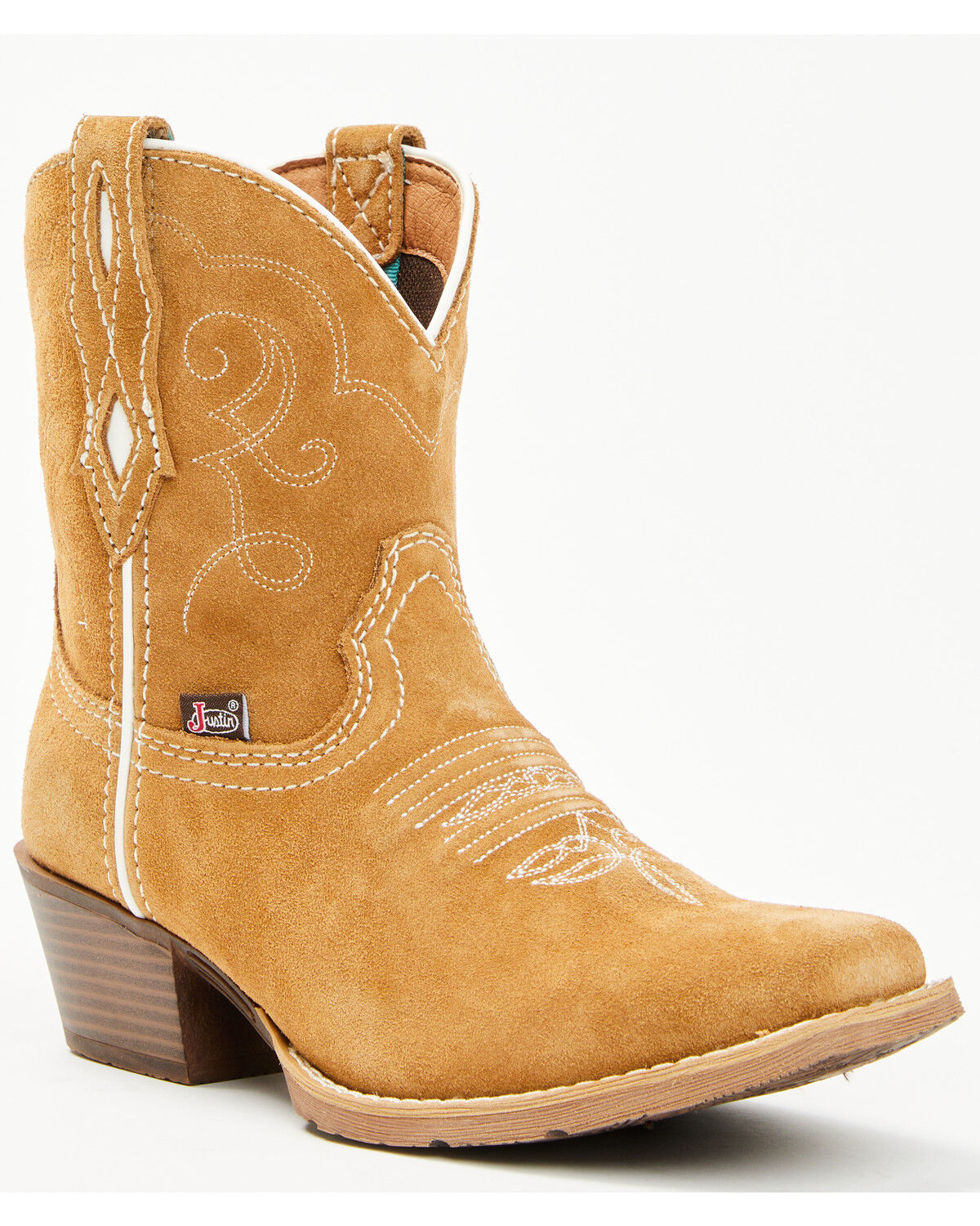 Justin Women's Gypsy Suede Western Booties - Square Toe, Honey, hi-res