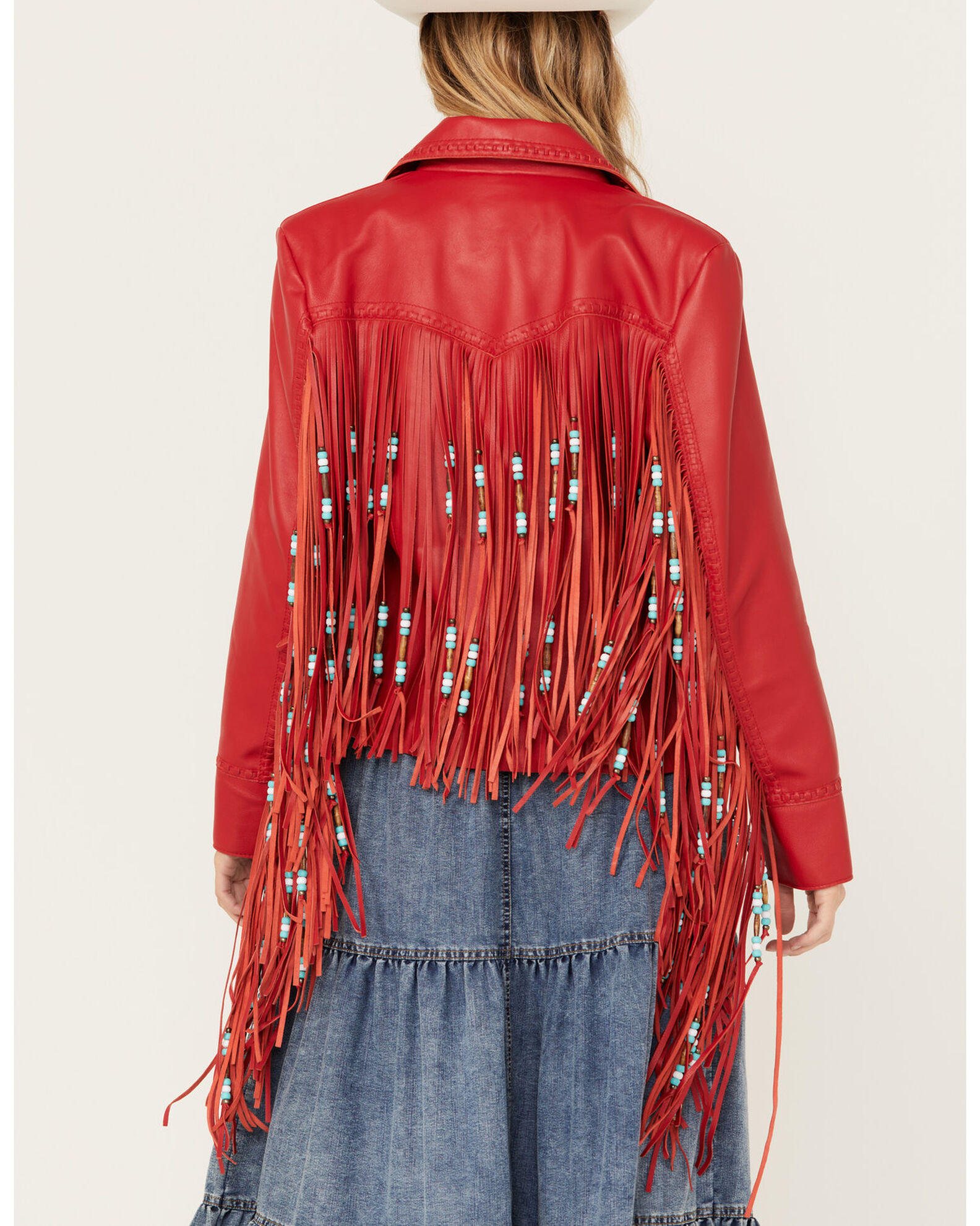 Cripple Creek Women s Leather Beaded Fringe Jacket Boot Barn