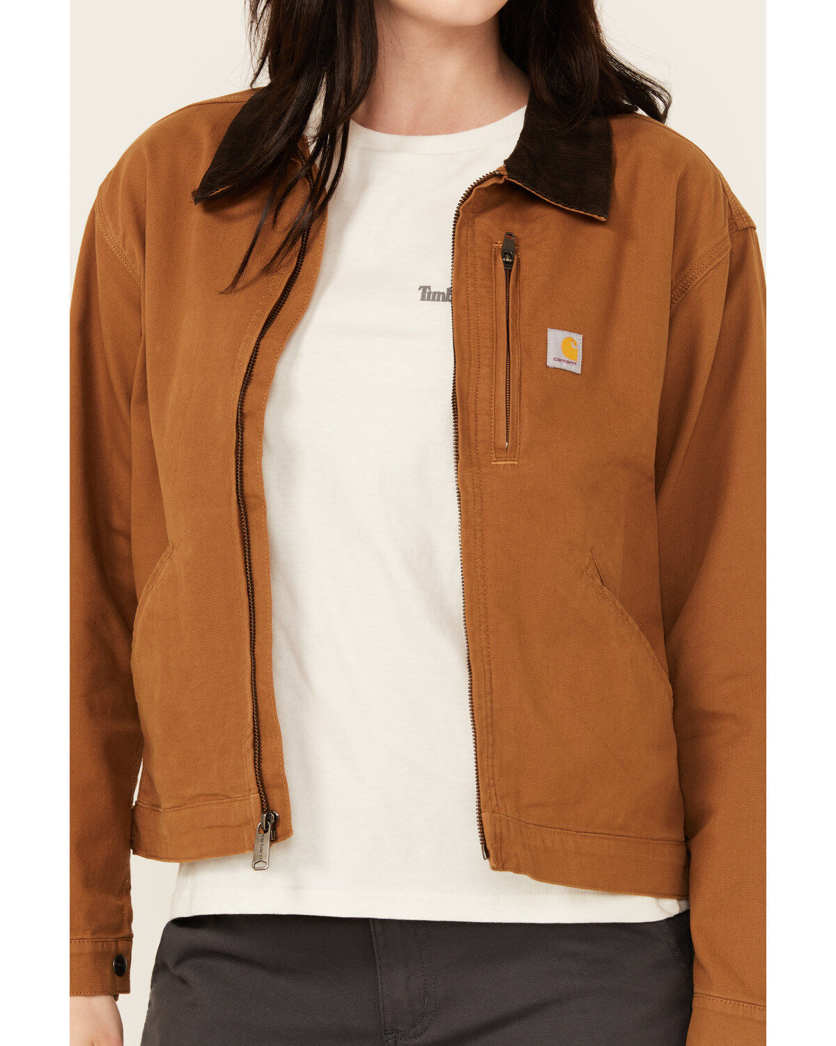 Image #3 - Carhartt Women's Rugged Flex Loose Fit Canvas Detroit Jacket, Tan, hi-res
