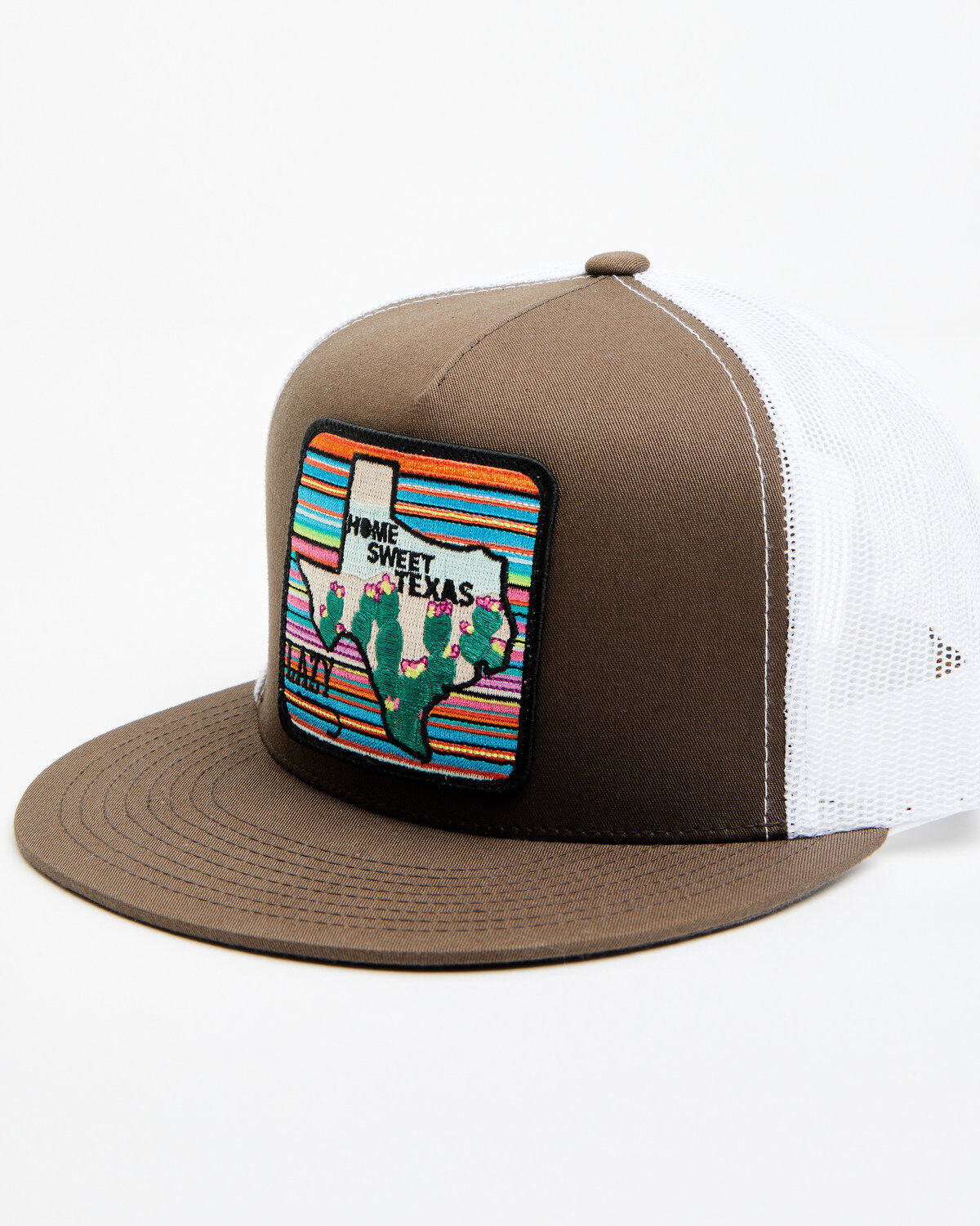 Image #1 - Lazy J Ranch Wear Men's Brown Home Sweet Texas Serape Patch Mesh-Back Ball Cap, Brown, hi-res