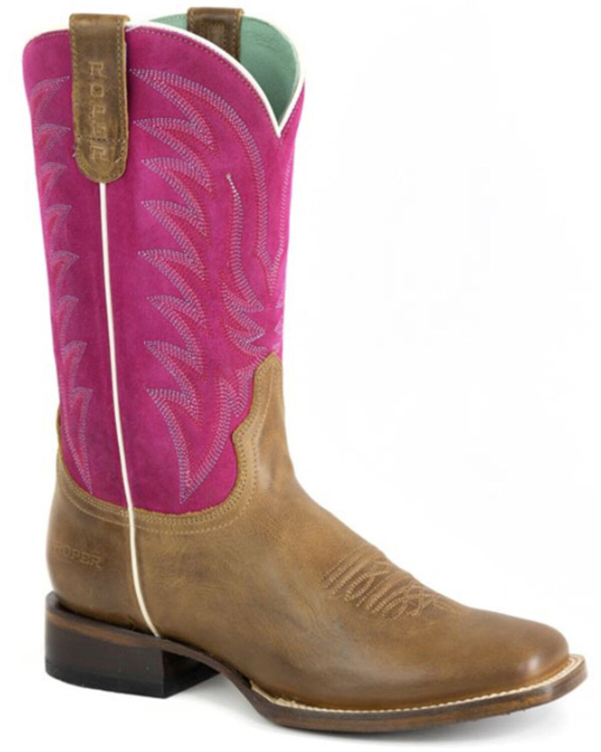 Image #1 - Roper Women's Cowgirl Western Boots - Broad Square Toe, Brown, hi-res