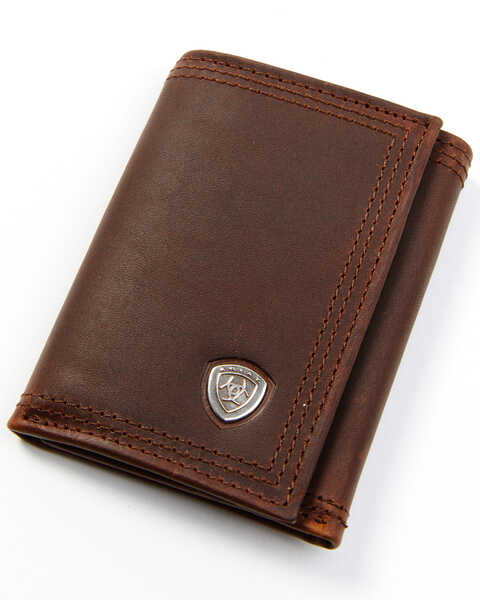 Ariat Men's Tri-Fold Leather Wallet, Sunshine, hi-res