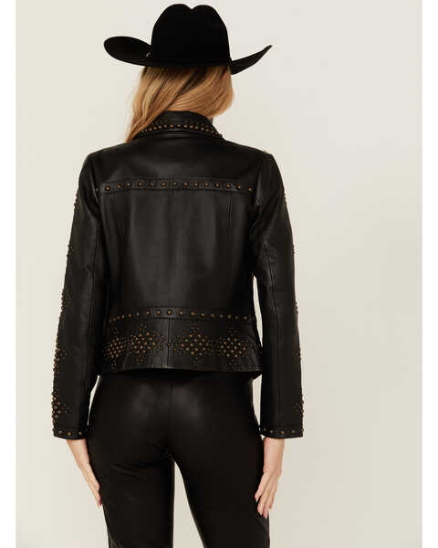 Image #8 - Wonderwest Women's Cowhide Studded Leather Jacket, Black, hi-res