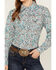 Image #3 - Cowgirl Hardware Floral Print Long Sleeve Snap Western Shirt, Turquoise, hi-res