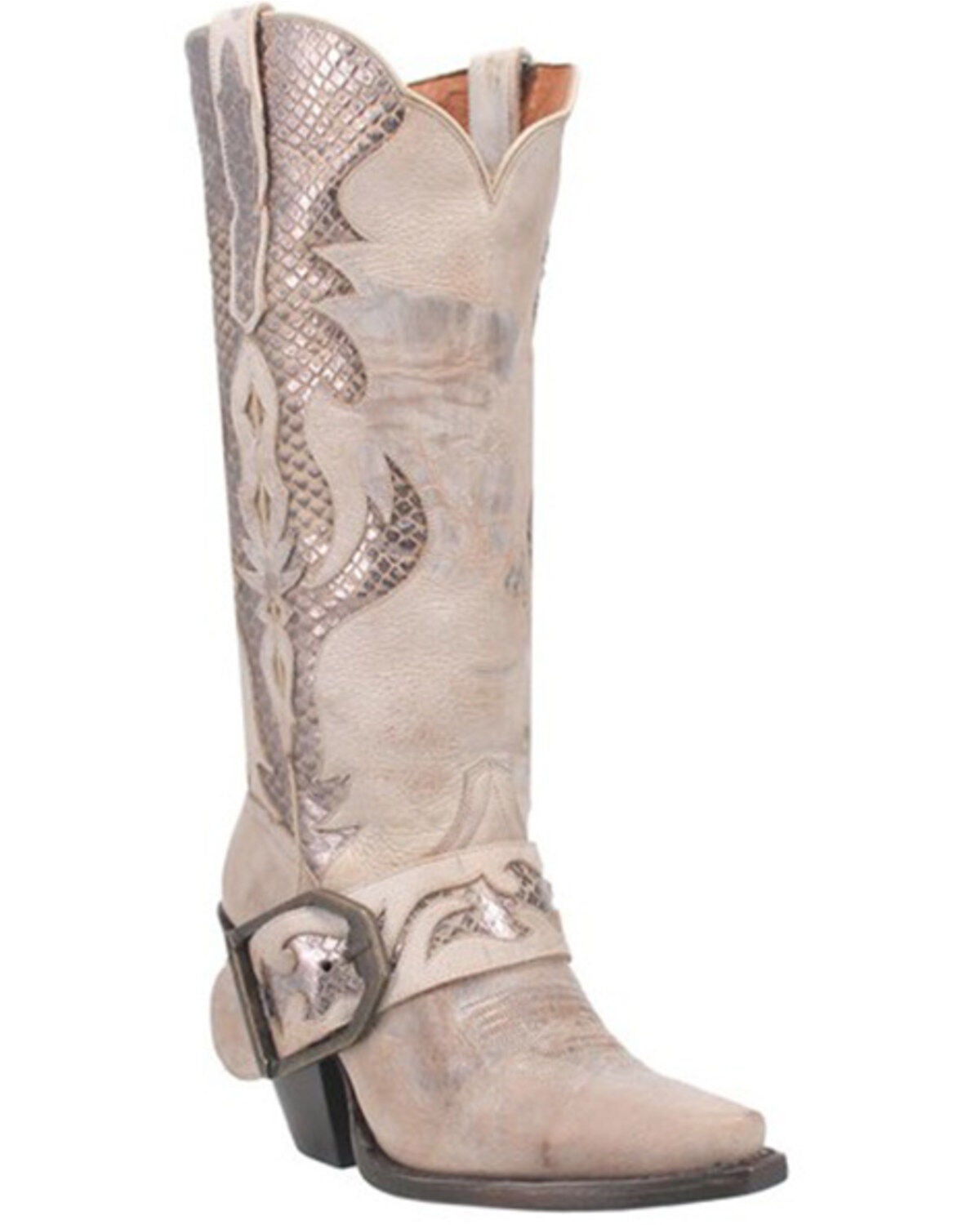 Dan Post Women's Sydney Tall Western Boots - Snip Toe, Off White, hi-res