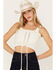 Shyanne Women's Tie Front Sweater Tank, White, hi-res