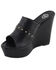 Image #2 - Milwaukee Leather Women's Rivet Detail Open Toe Wedge Sandals, Black, hi-res