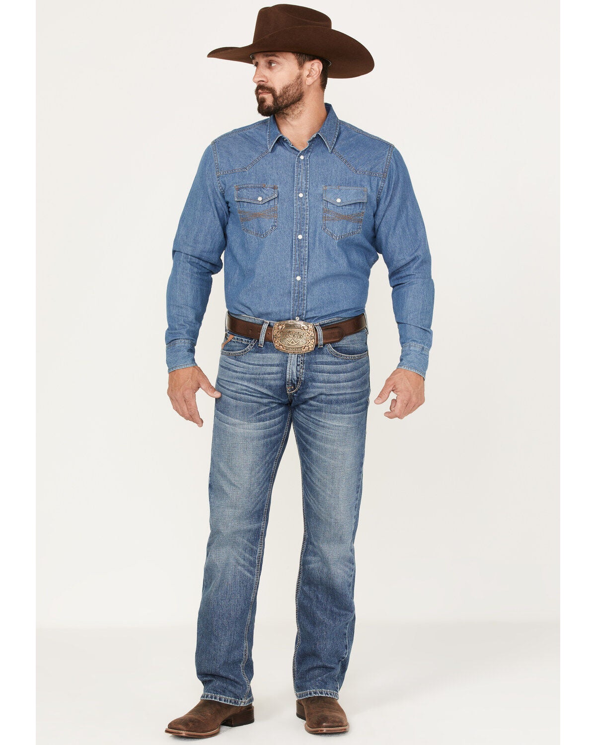 Ariat Men's M7 Branson Merrick Medium Wash Slim Straight Jeans, Blue, hi-res