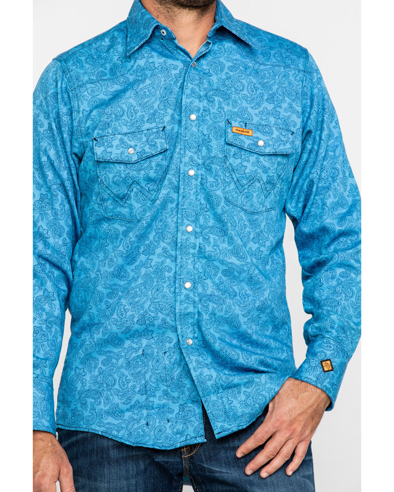 Wrangler Men S Blue Paisley Fr Lightweight Work Shirt Boot Barn