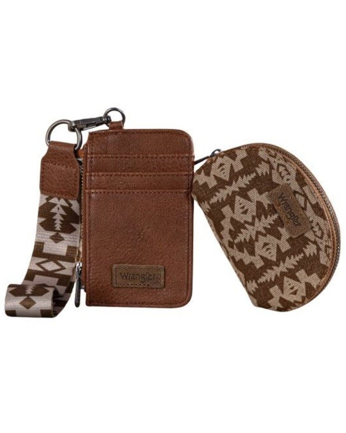 Image #1 - Wrangler Women's Southwestern Print Dual Pouch Wristlet, Brown, hi-res