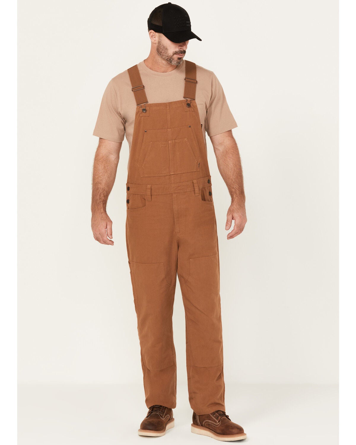 Lucky Brand Workwear Men's Broken Canvas Bib Overalls, Brown, hi-res