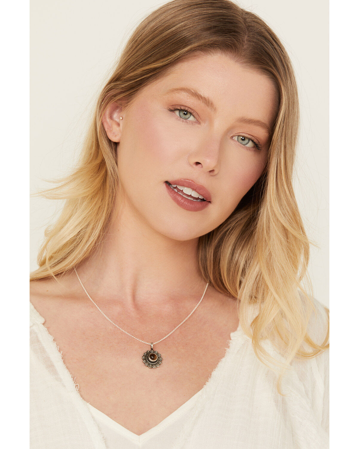 Image #1 - Broken Arrow Jewelry Women's Flower Concho Necklace, Silver, hi-res