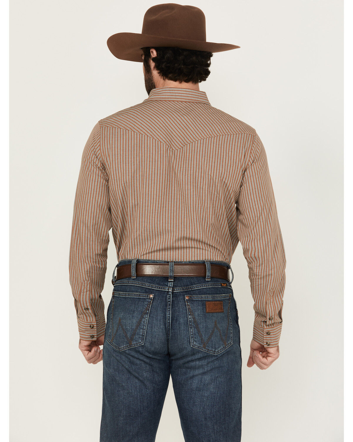 Image #4 - Cody James Men's Tanner Vertical Striped Print Long Sleeve Snap Western Shirt, Tan, hi-res