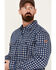 Image #2 - Hawx Men's FR Plaid Print Lightweight Button-Down Stretch Work Shirt, Blue, hi-res