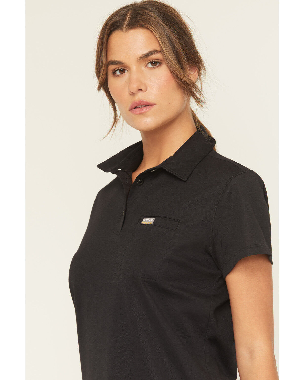 Image #2 - Ariat Women's Rebar Foreman Short Polo, Black, hi-res