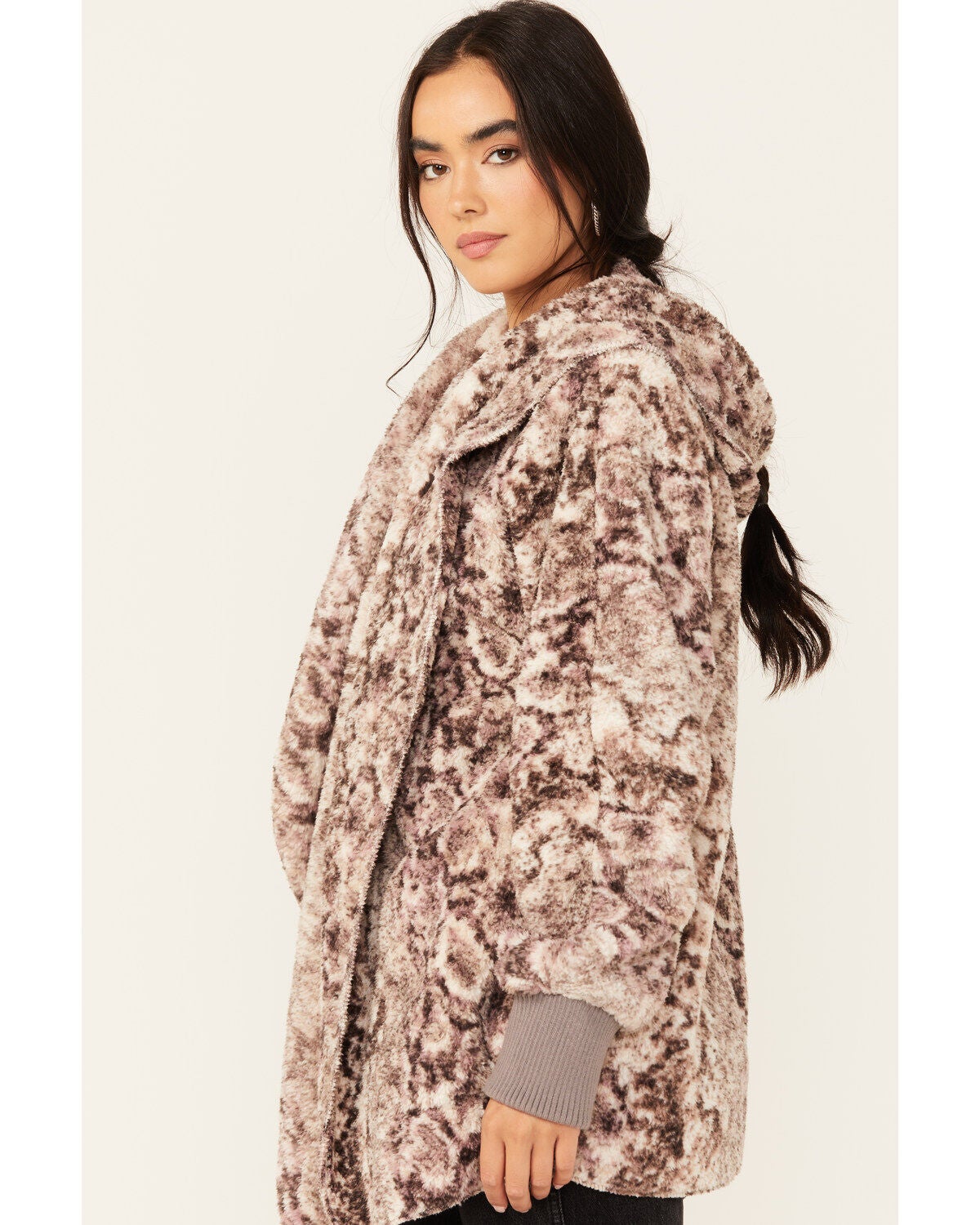 Mystree Women's Paisley Print Fur Hooded Jacket,