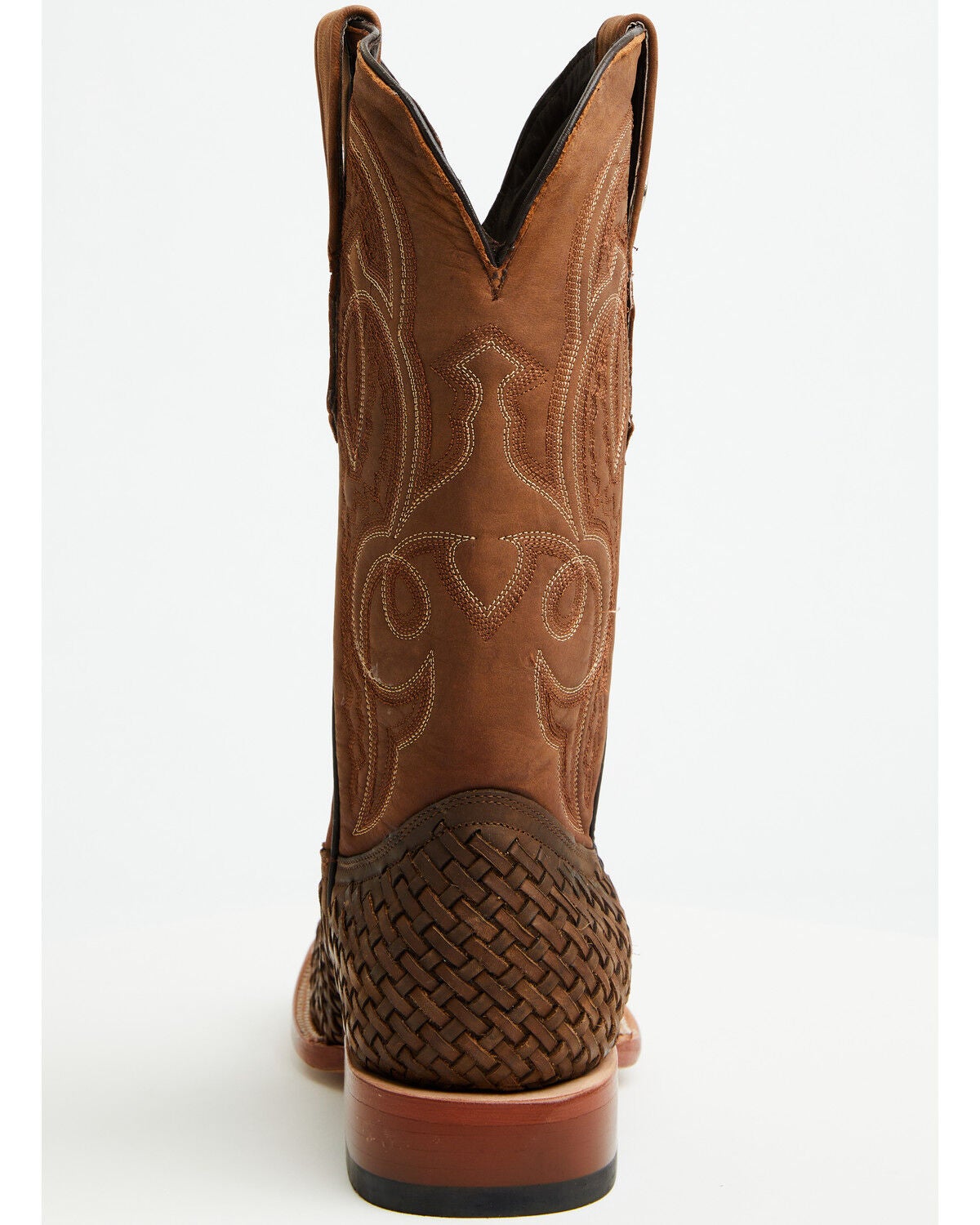 Image #5 - Tanner Mark Men's Basketweave Western Boots - Broad Square Toe, Honey, hi-res