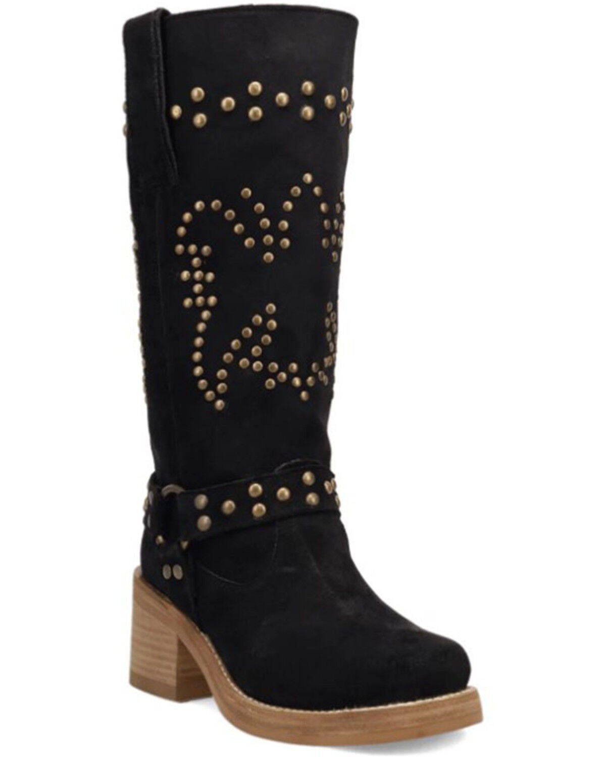 Dingo Women's Troubadour Studded Tall Fashion Boots - Round Toe, Black, hi-res