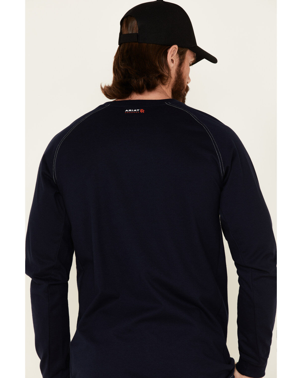 Image #6 - Ariat Men's Knit Fire Resistant Work Crew Long Sleeve, Navy, hi-res