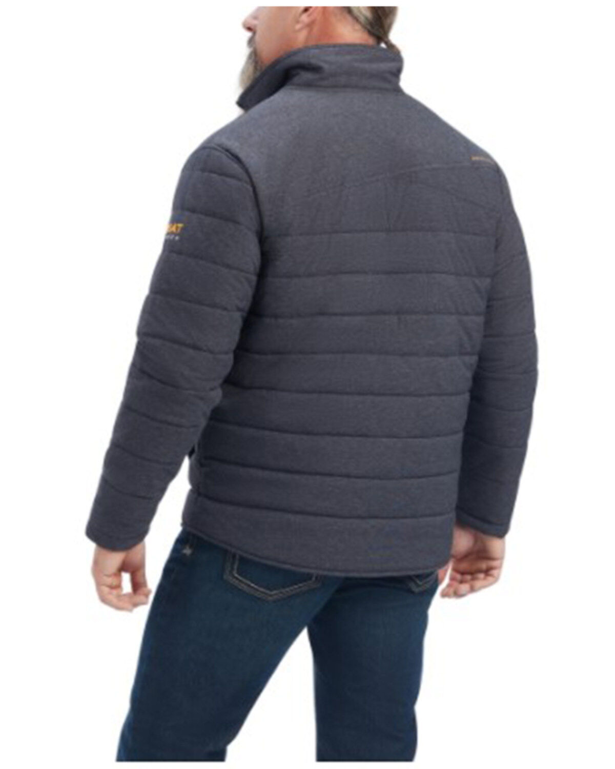 Image #2 - Ariat Men's Rebar Valiant Stretch Canvas Zip-Front Insulated Work Jacket, Charcoal, hi-res