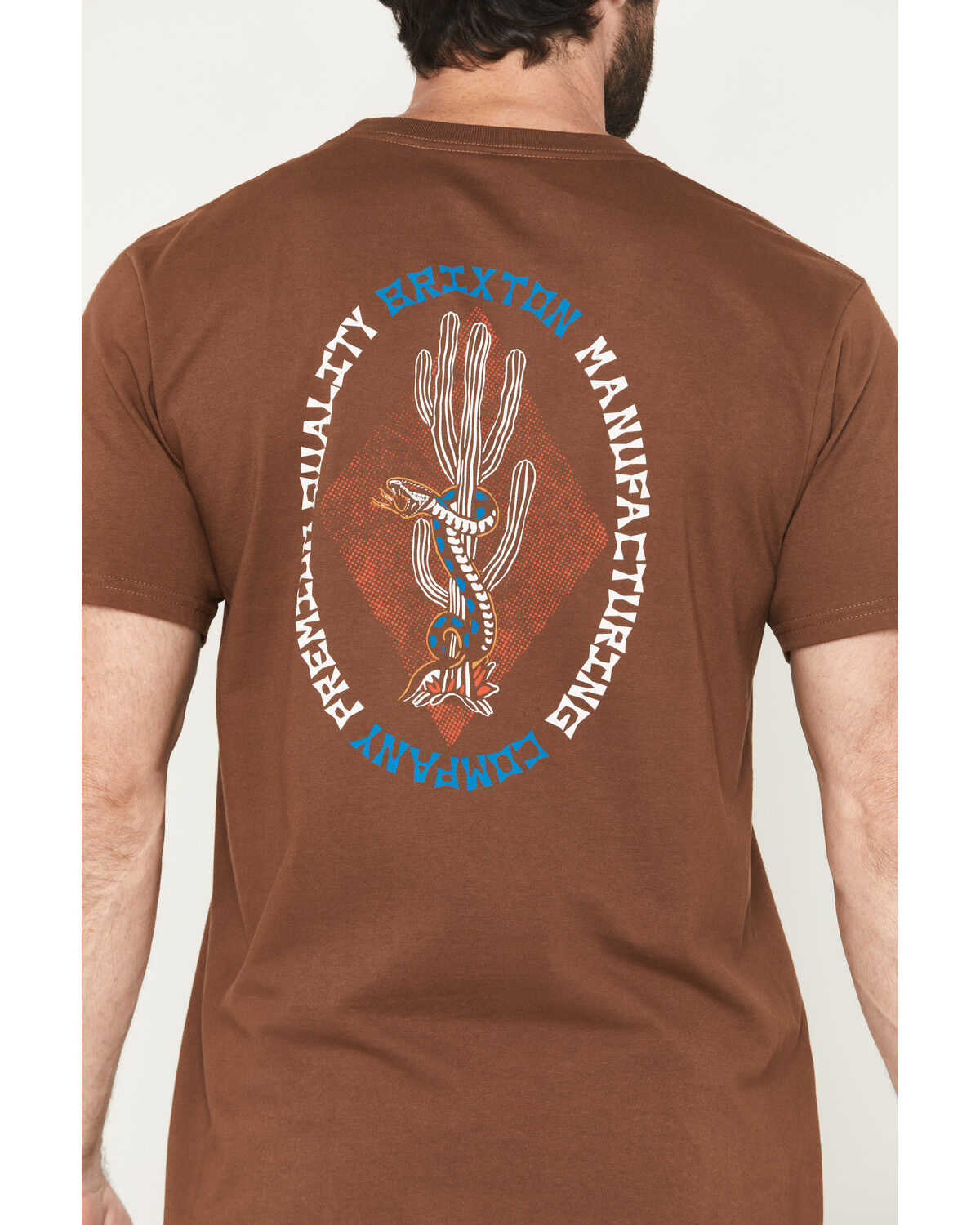 Image #4 - Brixton Men's Boot Barn Exclusive Burrill Short Sleeve Graphic T-Shirt, Brown, hi-res