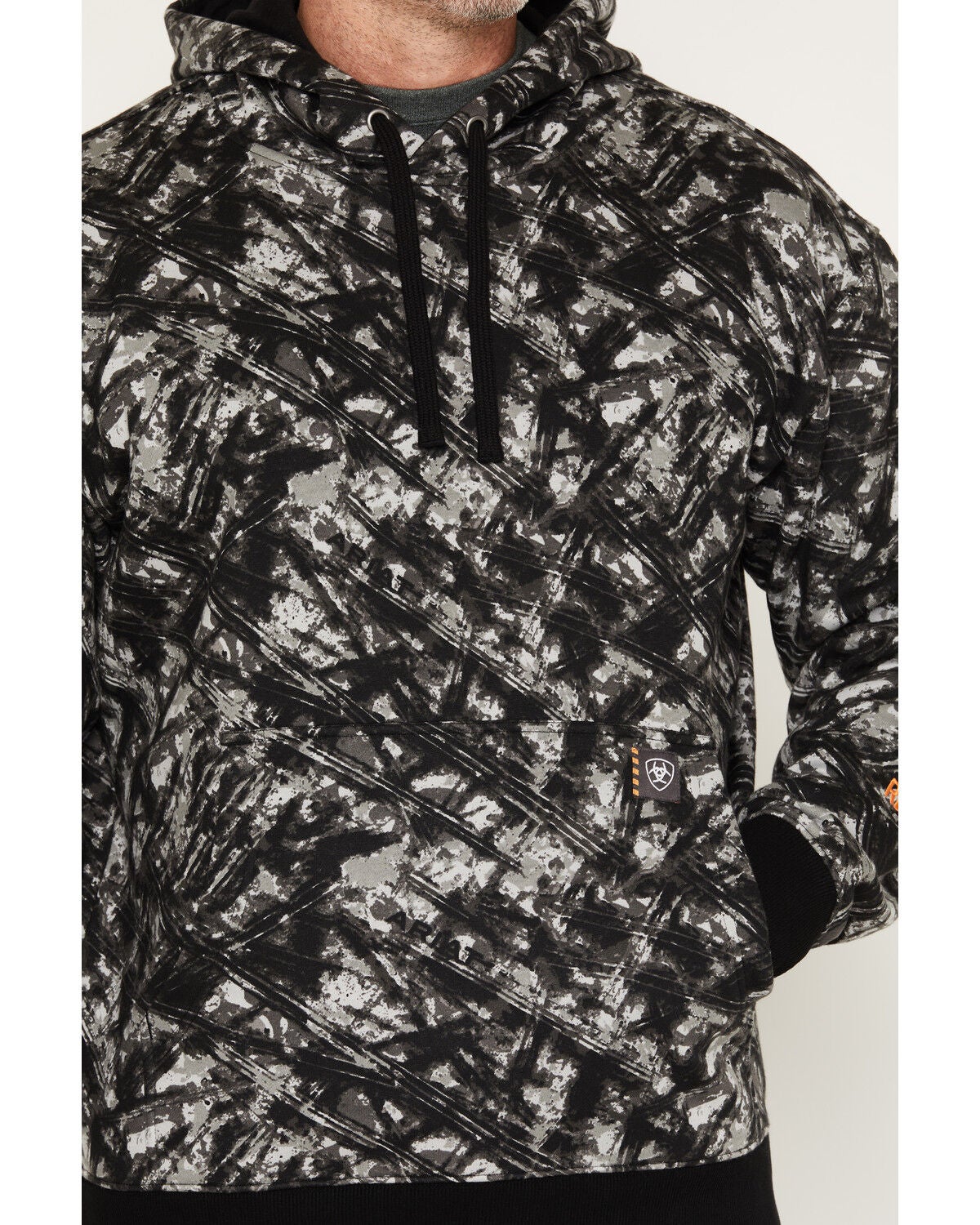 Image #3 - Ariat Men's Rebar Workman Camo Print Hooded Sweatshirt, Black, hi-res