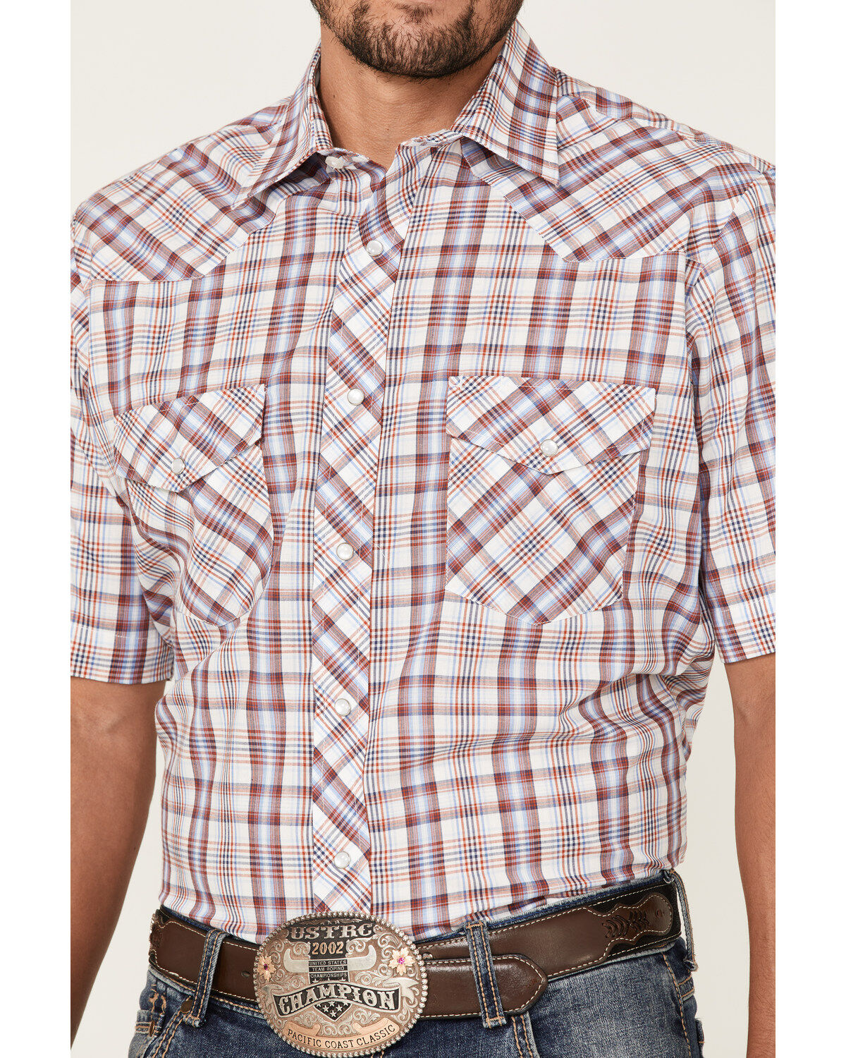 Image #3 - Roper Men's Classic Plaid Short Sleeve Pearl Snap Western Shirt, , hi-res