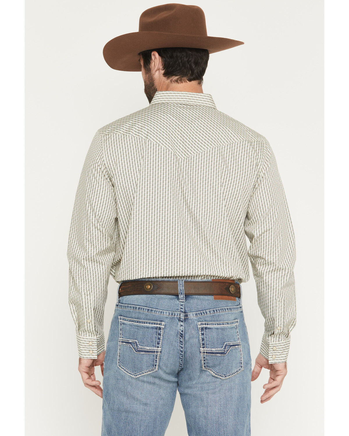 Image #4 - Gibson Trading Co Men's Circuit Striped Print Long Sleeve Snap Western Shirt - Big, Cream, hi-res