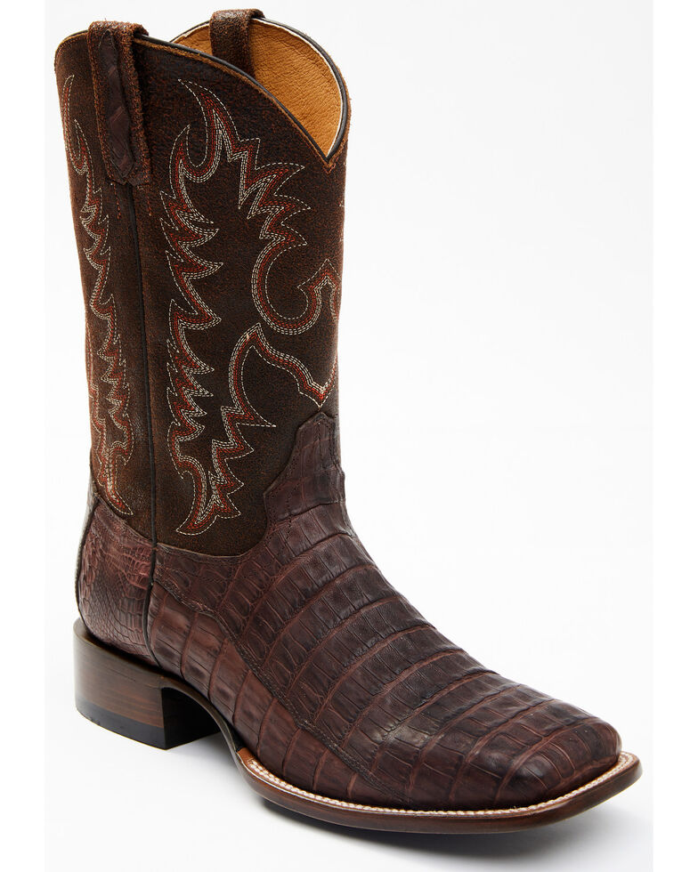 Cody James Men's Grasso Exotic Caiman Skin Western Boots - Broad Square Toe, Chocolate, hi-res
