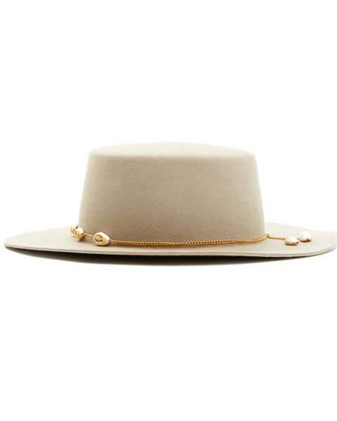 Shyanne Women's Caramel Stiff Brim Boater Wool Felt Western Hat , Caramel, hi-res