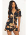 Image #1 - Red Label by Panhandle Women's Black Floral Wrap Dress, , hi-res