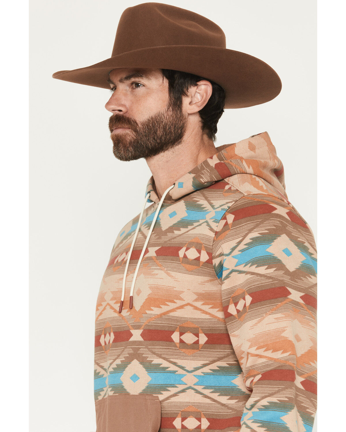 Image #2 - Cody James Men's Denver Southwestern Print Hooded Sweatshirt, Brown, hi-res