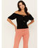 Shyanne Women's Puff Sleeve Smocked Bodice Top, Black, hi-res