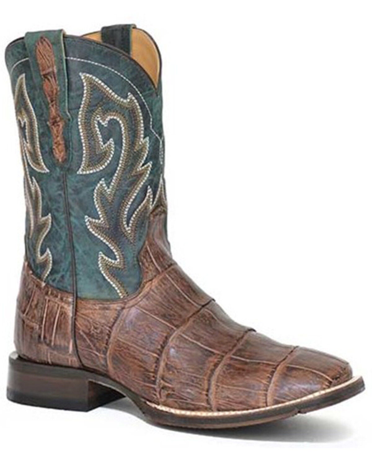 Stetson Men's Exotic Alligator Western Boots - Broad Square Toe, Brown, hi-res