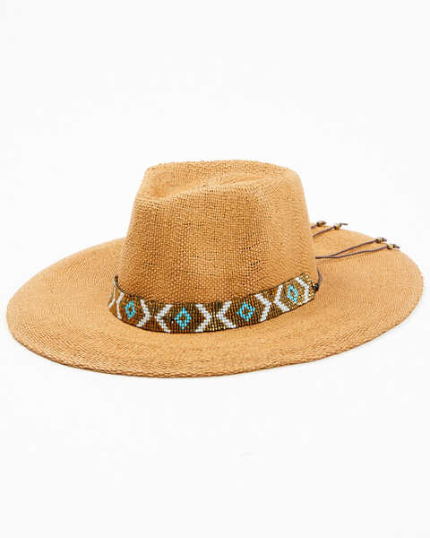 Nikki Beach Women's Straw Rancher Hat , Brown, hi-res