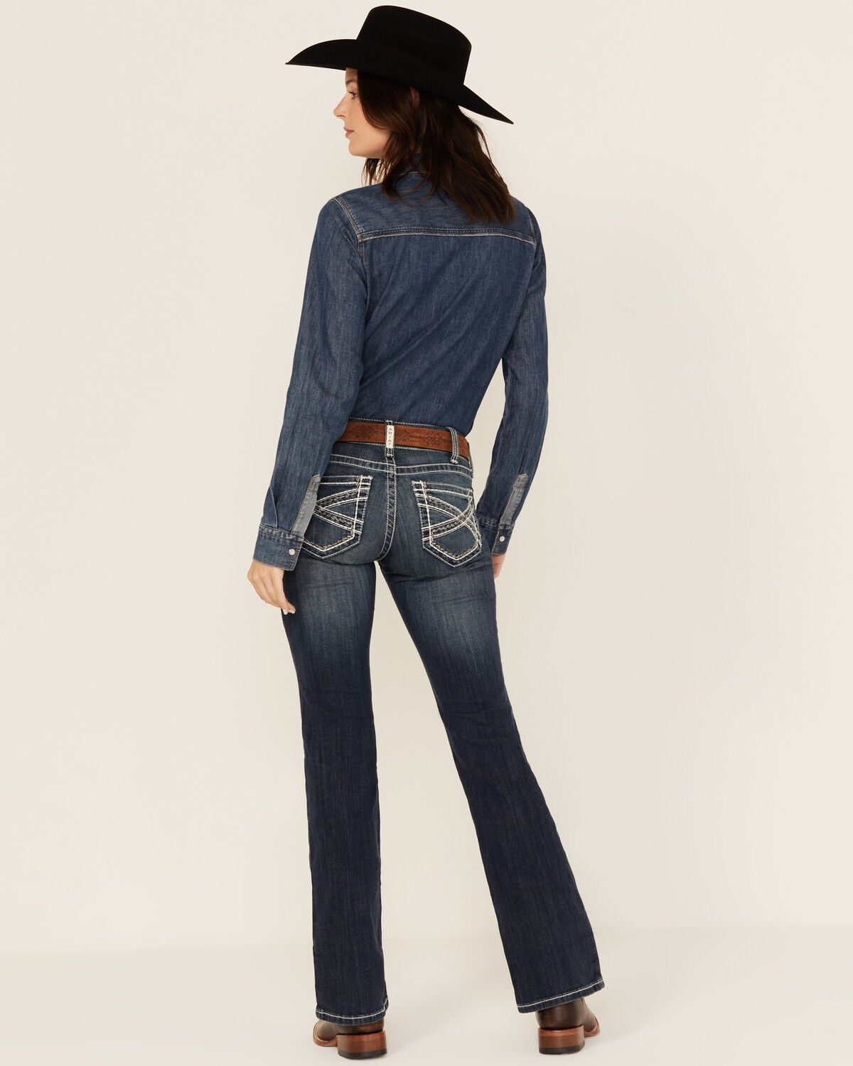 Image #1 - Ariat Women's Mid Rise Boot Cut Real Riding Jeans, Indigo, hi-res