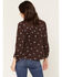 Image #4 - June & Hudson Women's Faux Suede Floral Embroidered Knit Long Sleeve Top, Chocolate, hi-res