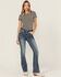 Image #3 - Grace in LA Women's Medium Wash Mid Rise Feather Pocket Bootcut Stretch Denim Jeans, Medium Wash, hi-res