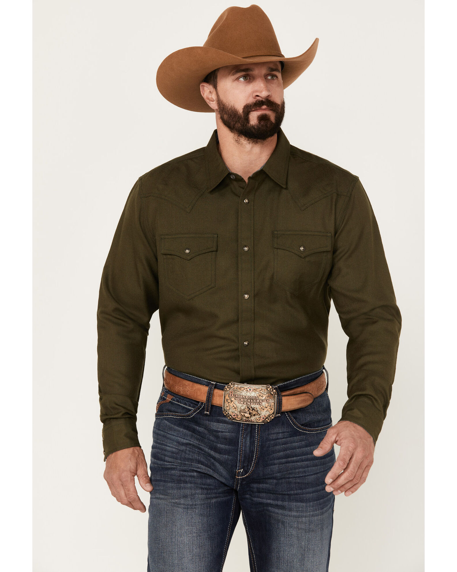 Olive green clearance western shirt