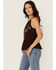 Image #2 - Shyanne Women's Embroidered Side Tie Tank Top, Chocolate, hi-res
