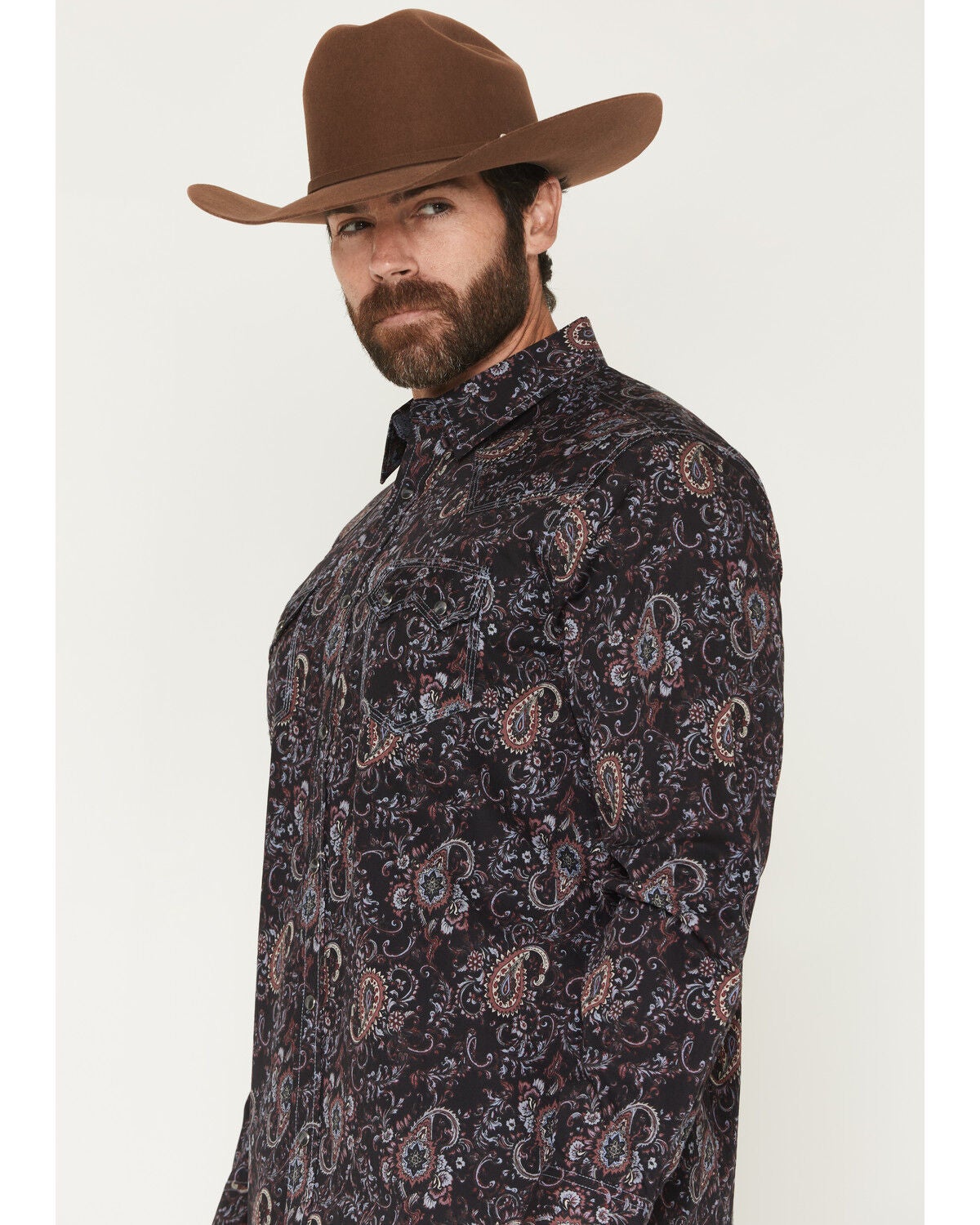Image #2 - Moonshine Spirit&reg; Men's Final Show Paisley Print Long Sleeve Button-Down Western Shirt, Black, hi-res