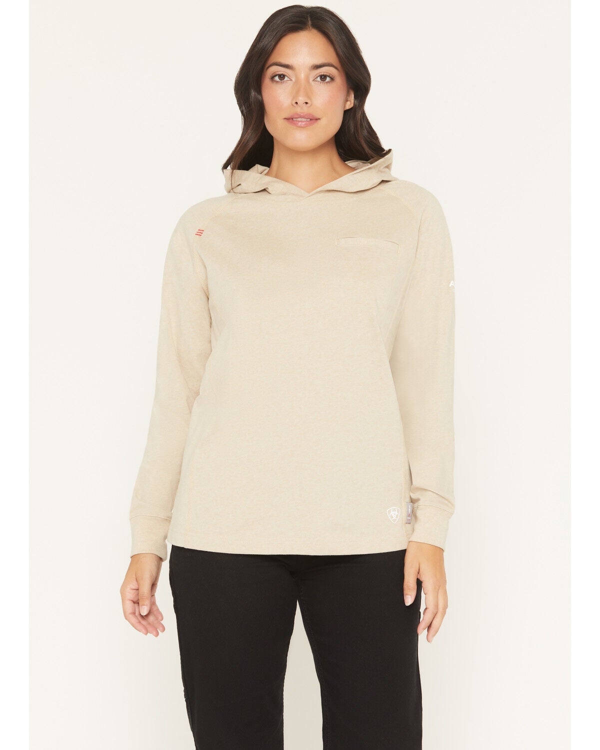 Ariat Women's FR Air Long Sleeve Hooded Work Shirt, Heather Grey, hi-res