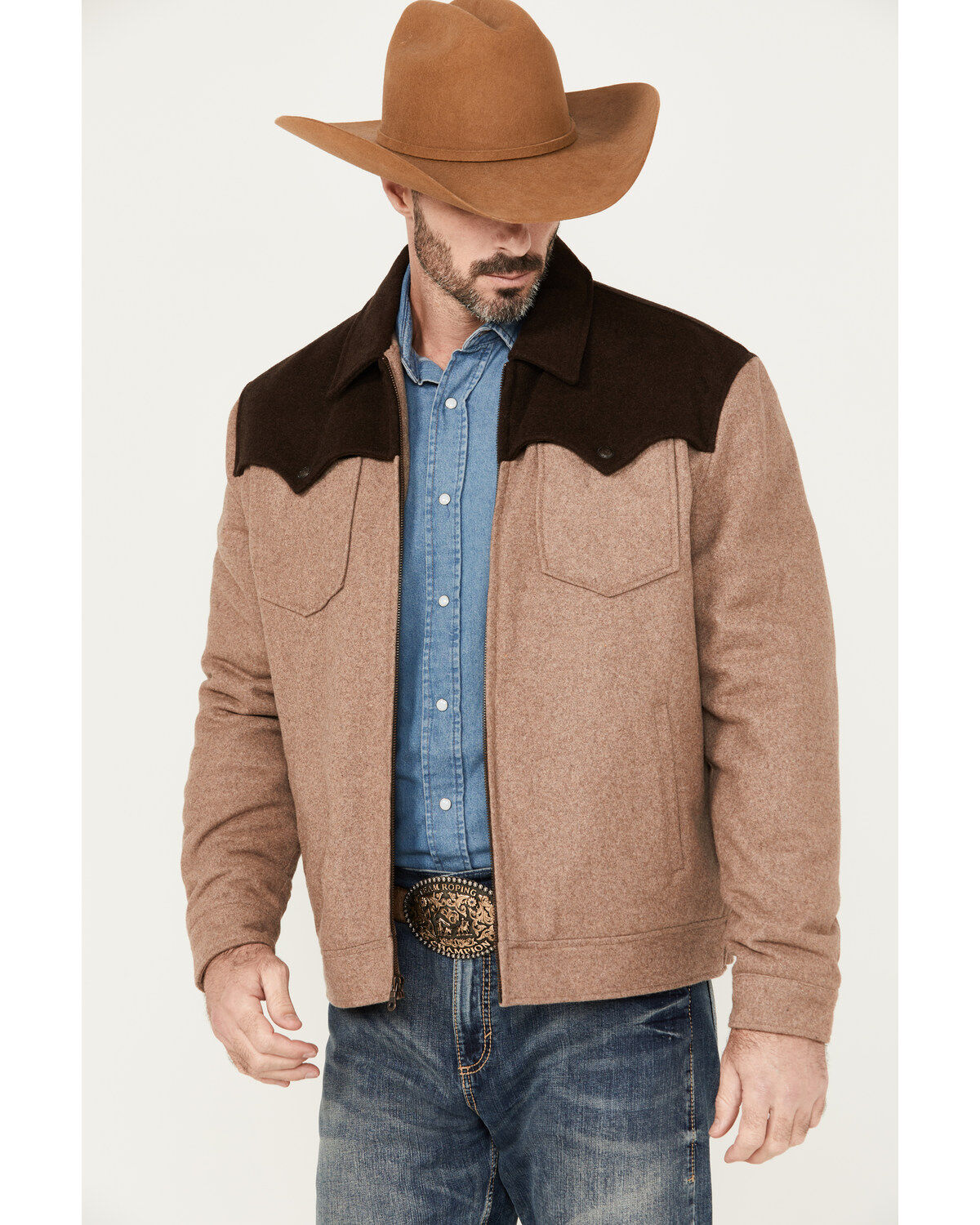Image #2 - Cripple Creek Men's Yellowstone Wool Jacket, Oatmeal, hi-res