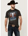 Image #1 - RANK 45® Men's Rodeo Steerhead Short Sleeve Graphic T-Shirt, Charcoal, hi-res