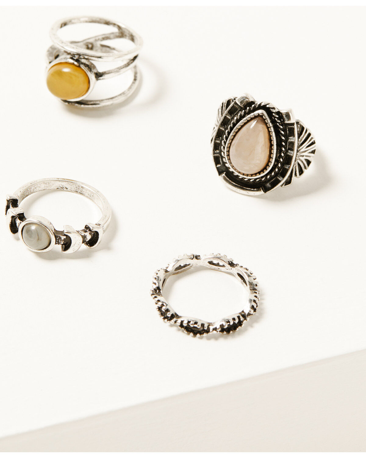 Image #1 - Shyanne Women's Natural Stone Ring Set - 4 Piece, Natural, hi-res