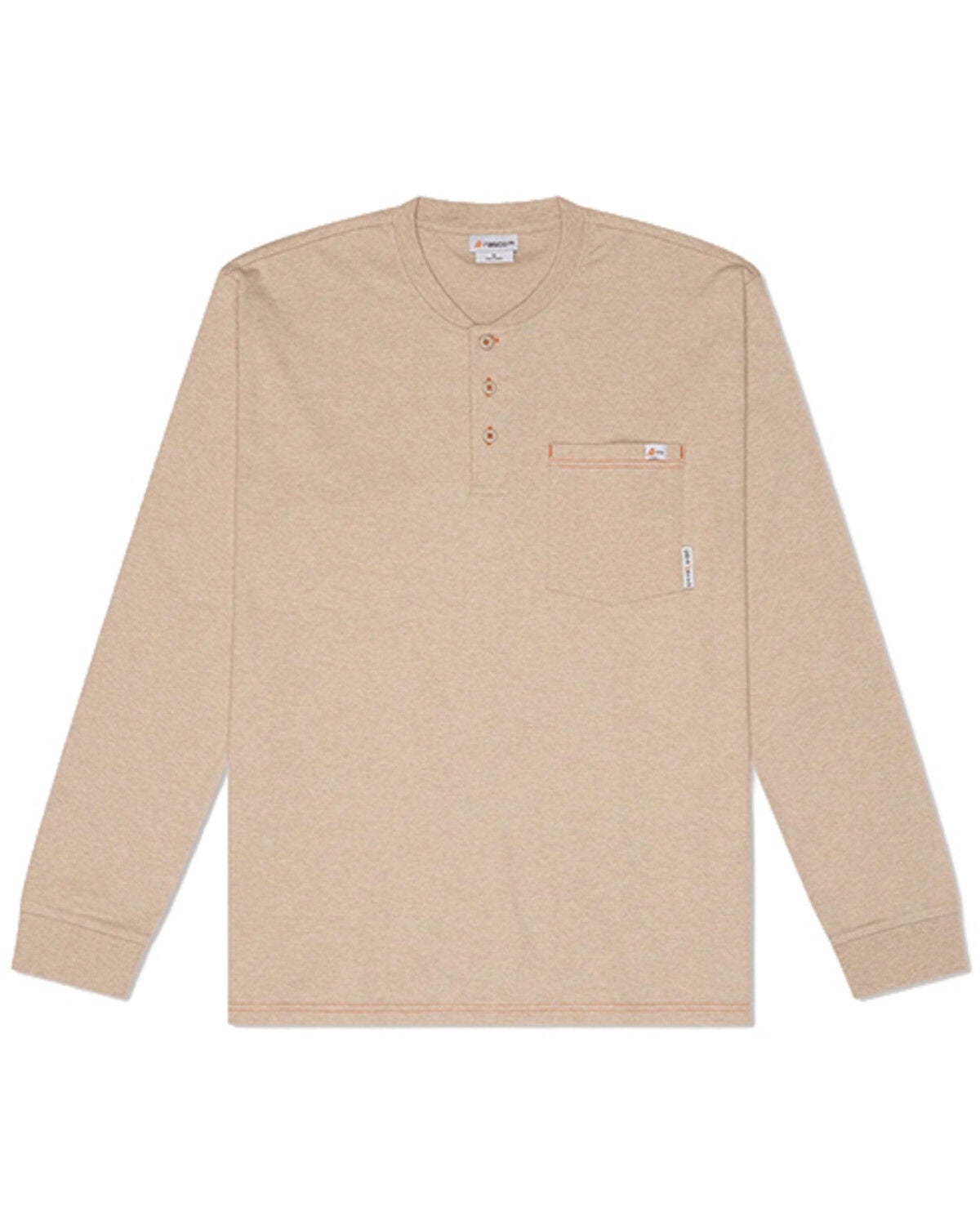 Rasco Men's FR Henley Long Sleeve Work T-Shirt, Beige/khaki, hi-res